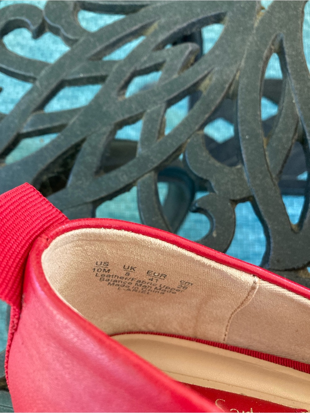 Franco Sarto Red Leather Square-Toe Ballet Flats - Picture 3 of 4